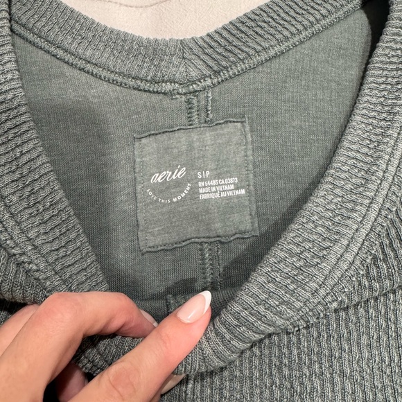 Aerie Green Cozy Ribbed Sweatshirt - Picture 2 of 3
